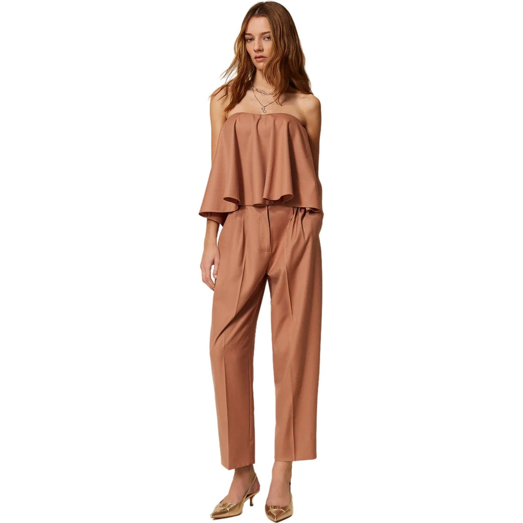 Pantaloni Donna Twinset - Pantalone C/Pieghe - Marrone-Gianni Foti