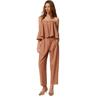Pantaloni Donna Twinset - Pantalone C/Pieghe - Marrone-Gianni Foti
