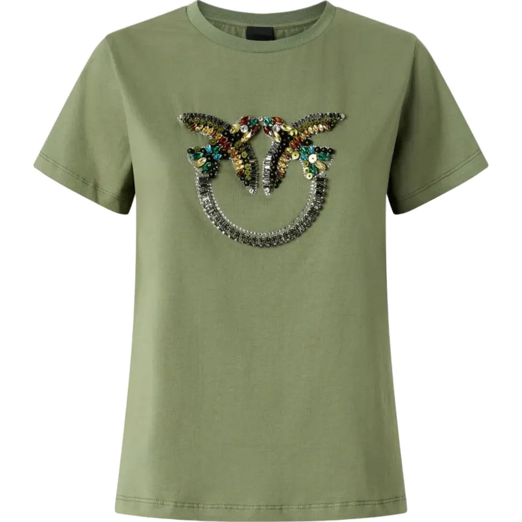 T-shirt Donna Pinko - Quentin T-Shirt Jersey Ricamo - Verde