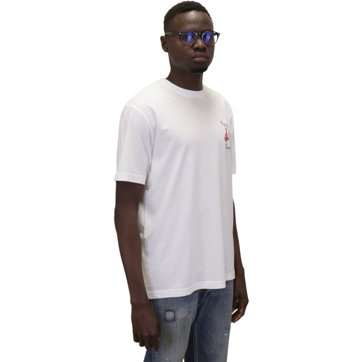 T-shirt Uomo Mc2 Saint Barth - T-Shirt With Embroidery - Bianco