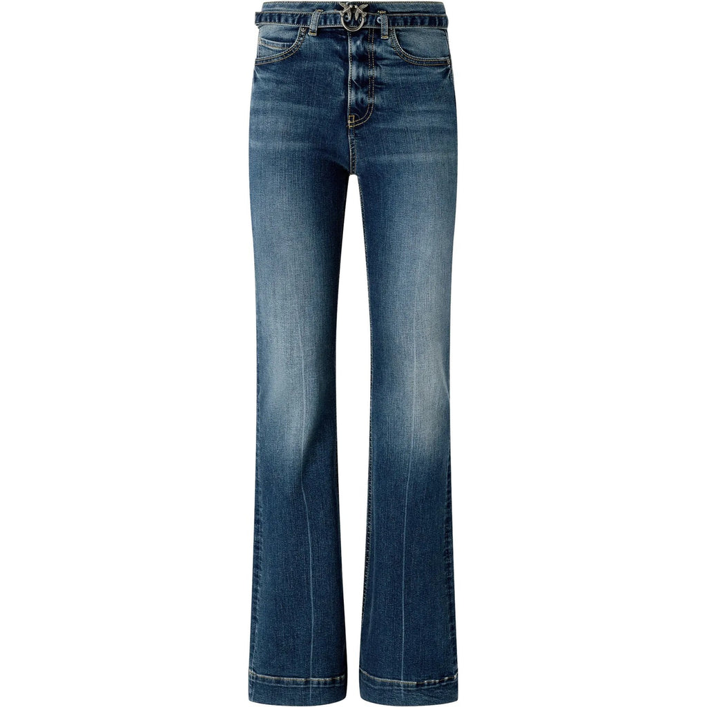 Jeans Donna Pinko - Flora Flare Medium Wash Denim - Blu-Gianni Foti