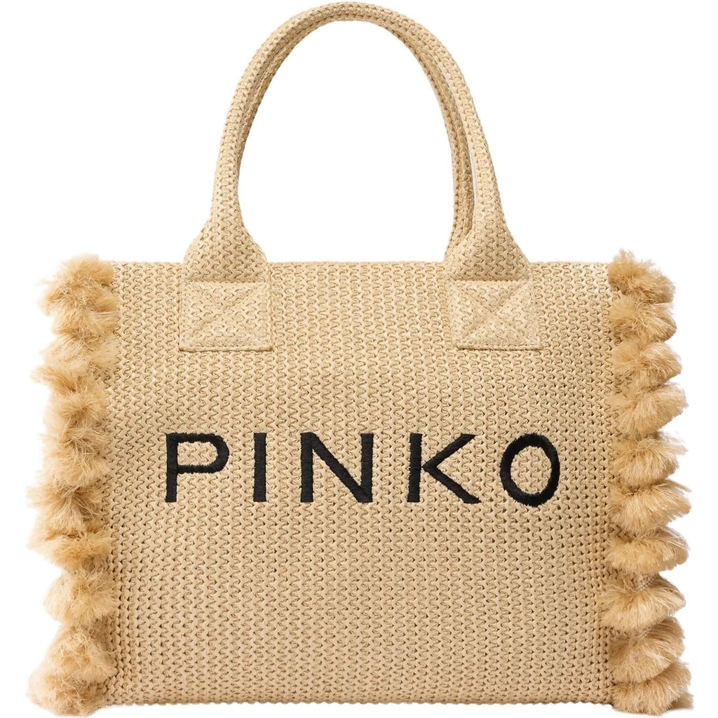 Borse a spalla Donna Pinko - Beach Shopper Rafia - Beige