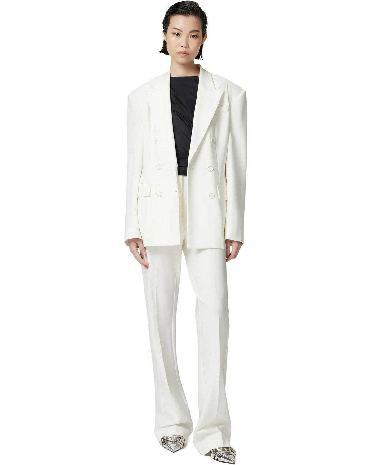Pantaloni Donna Pinko - Resta Pantalone Punto Stoffa S - Bianco