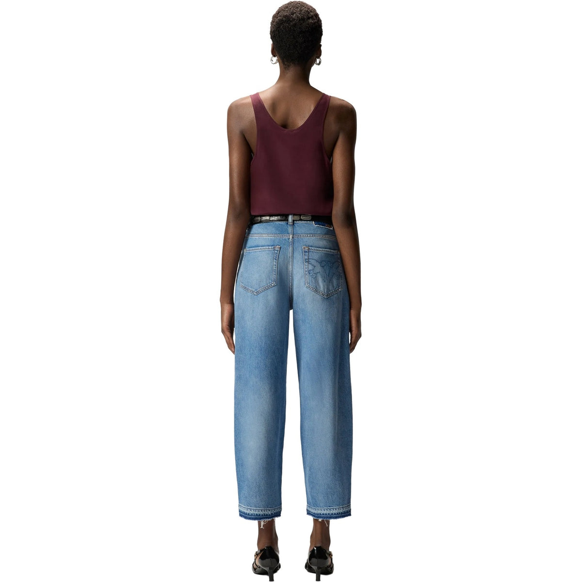 Jeans Donna Pinko - Estelle Egg Dirty Blue Denim - Blu-Gianni Foti
