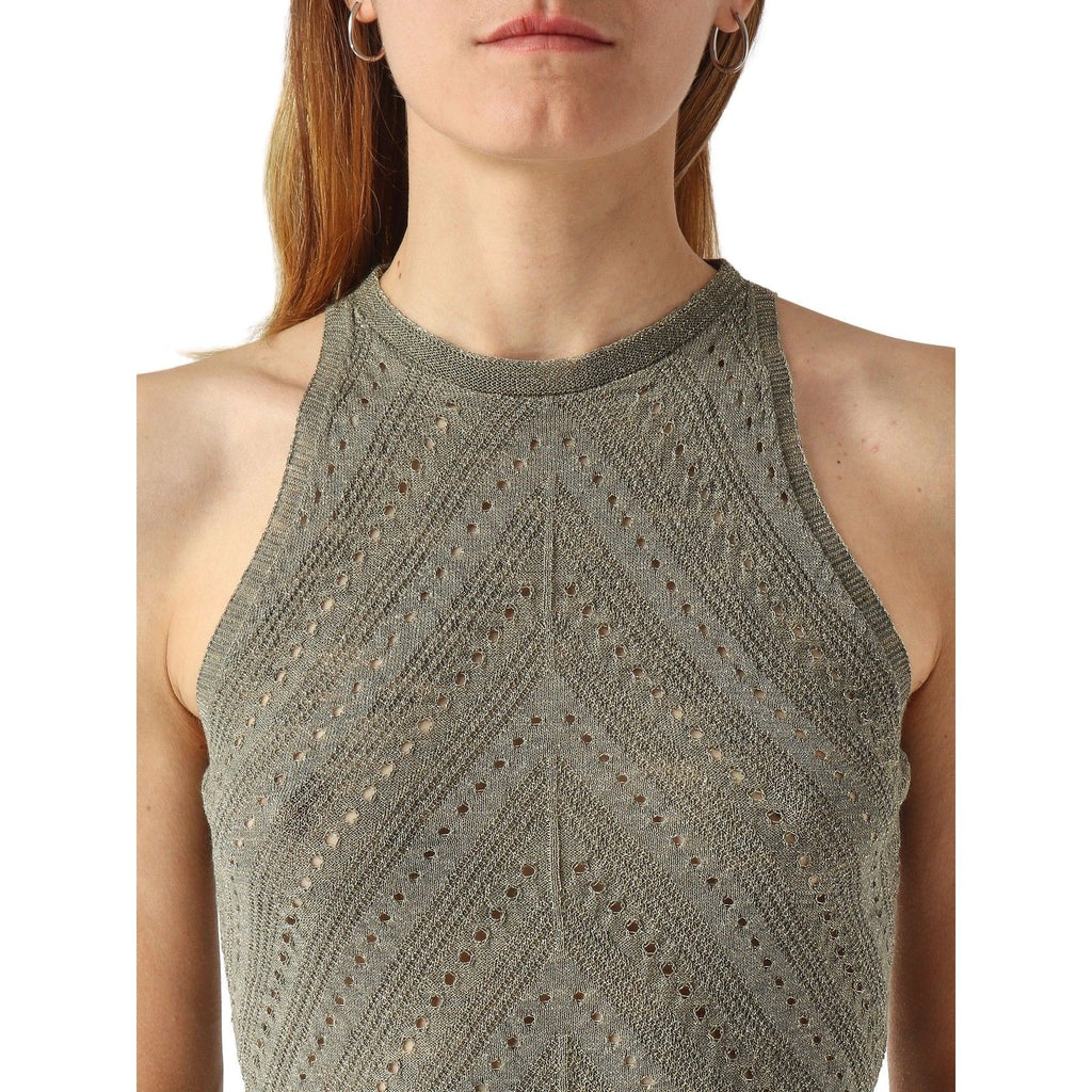 Canotte e top Donna Twinset - Top In Maglia Punzonata Chevron - Verde