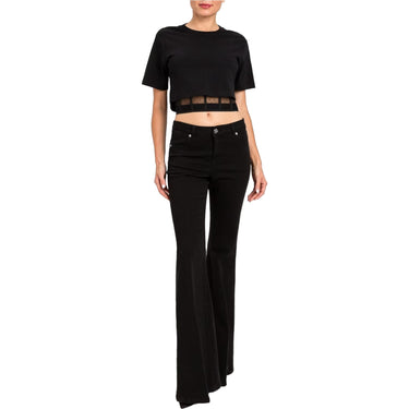 T-shirt Donna Twinset - T-Shirt In Jersey Con Corsetto Pizzo - Nero