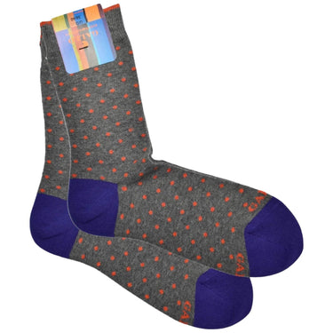 Calze Uomo Gallo - Calza Uomo Corta Fantasia Pois Piccolissimi - Grigio
