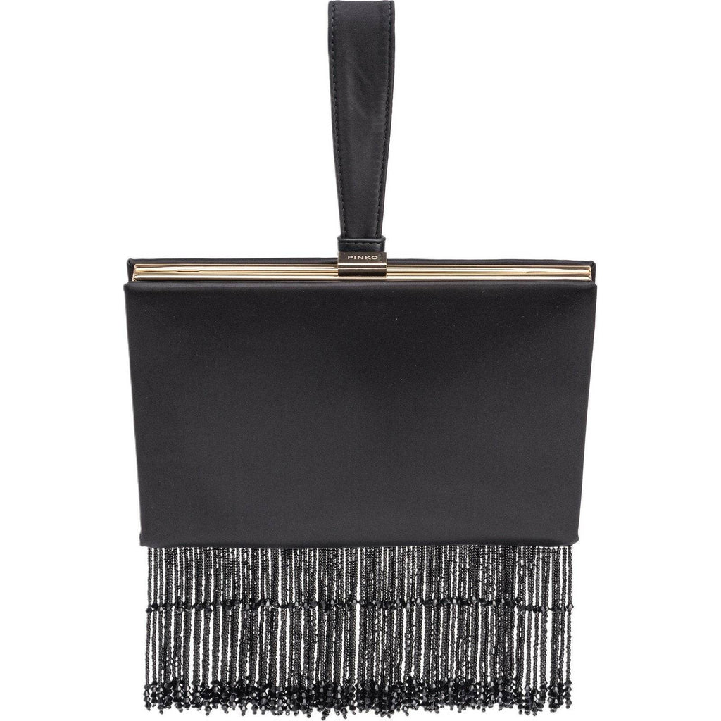 Borse a mano Donna Pinko - Pouch Soft Satin + Frange - Nero