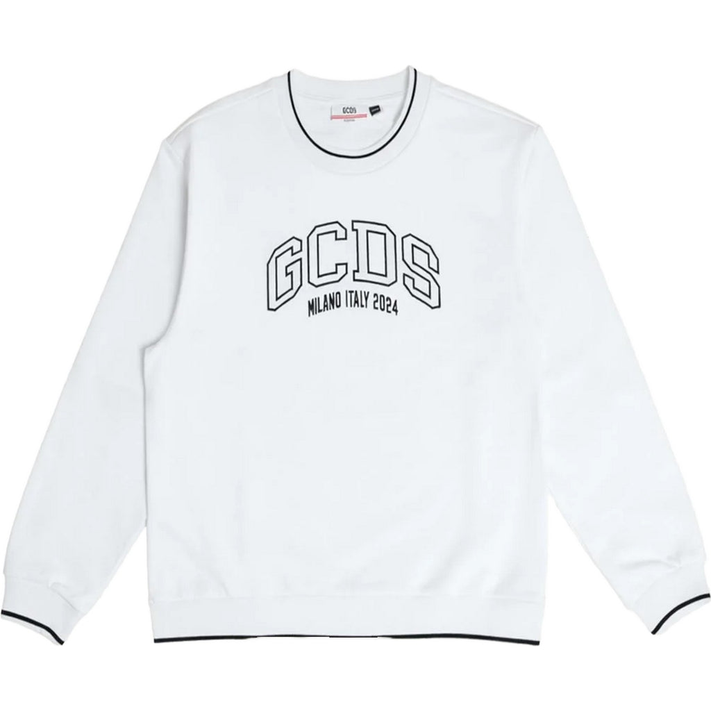 Felpe senza cappuccio Donna Gcds - Logo Lounge Crop Crew - Bianco
