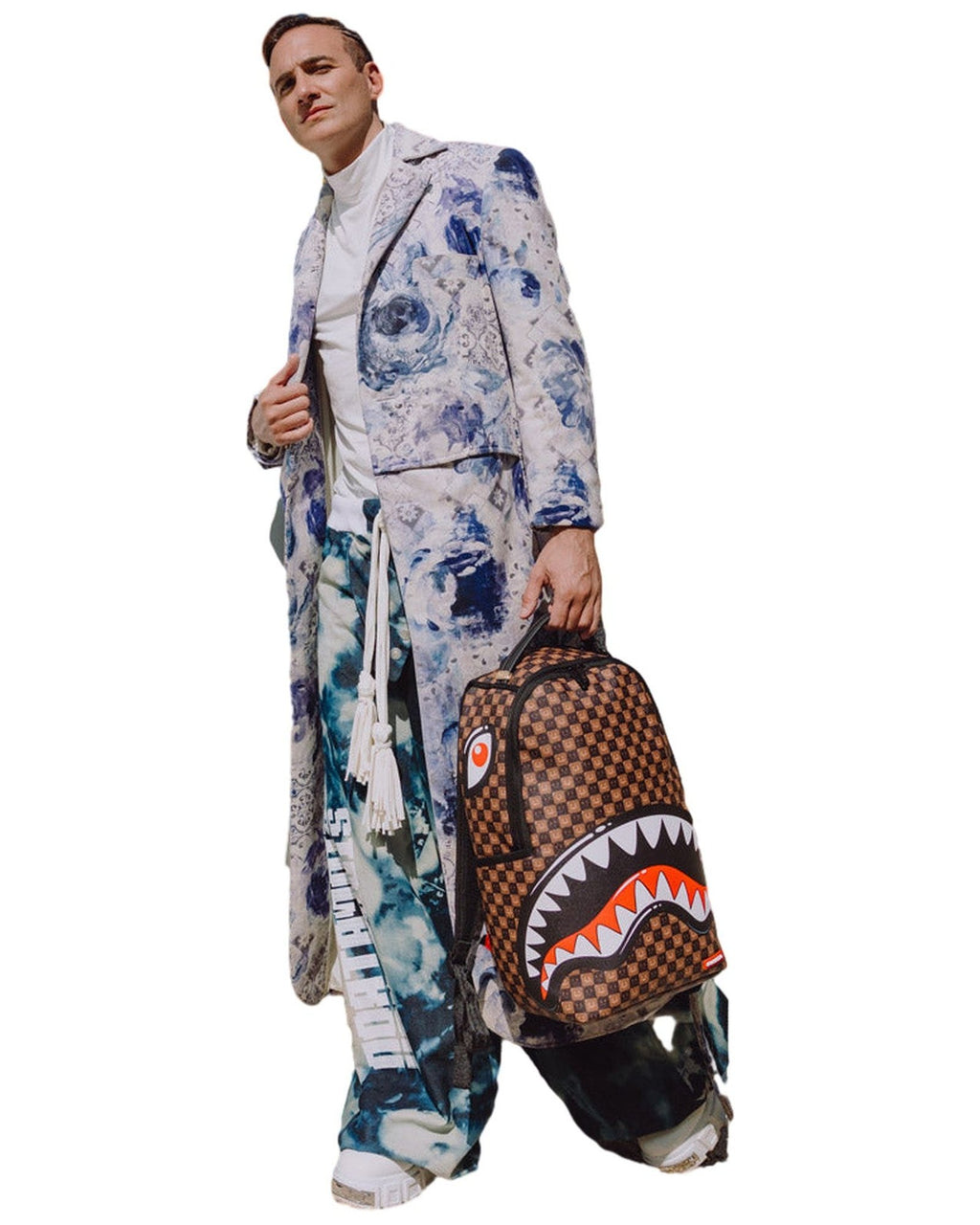 Zaini Casual Unisex Sprayground - Sharks In Paris Wtf Bubble Brown Check Backpack - Marrone