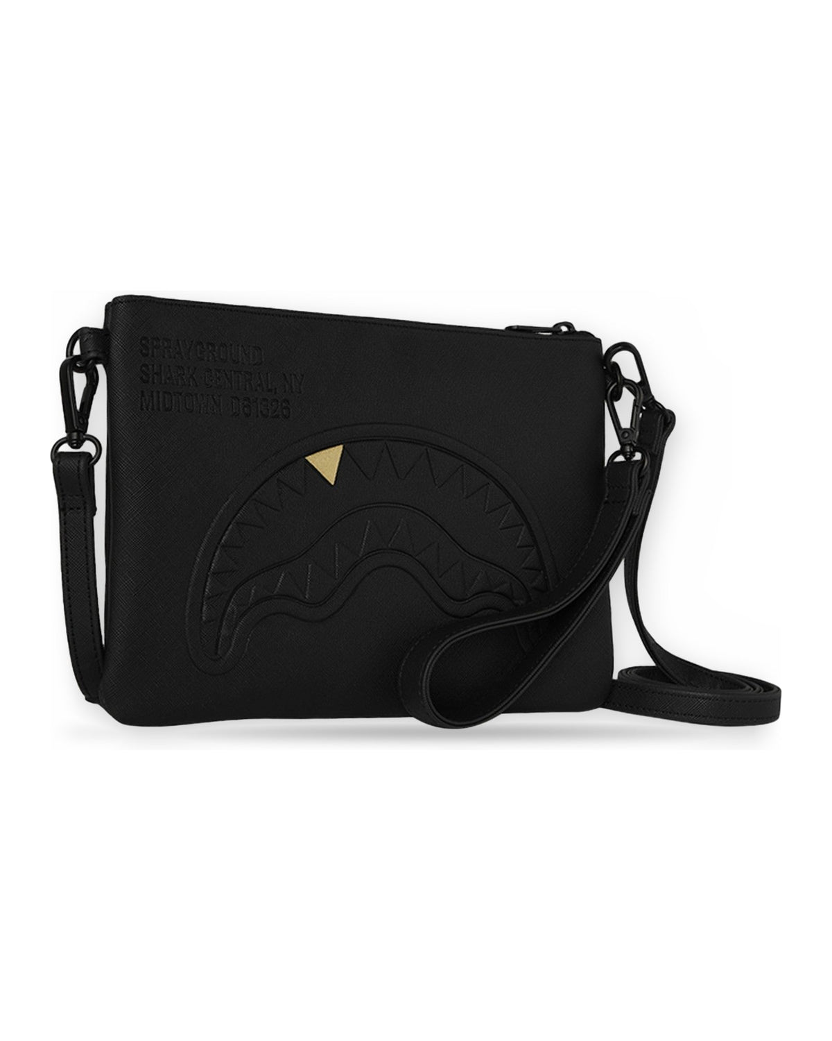 Borse a tracolla Unisex Sprayground - Blacked Out Embossed Gold Tooth Crossover Clutch - Nero