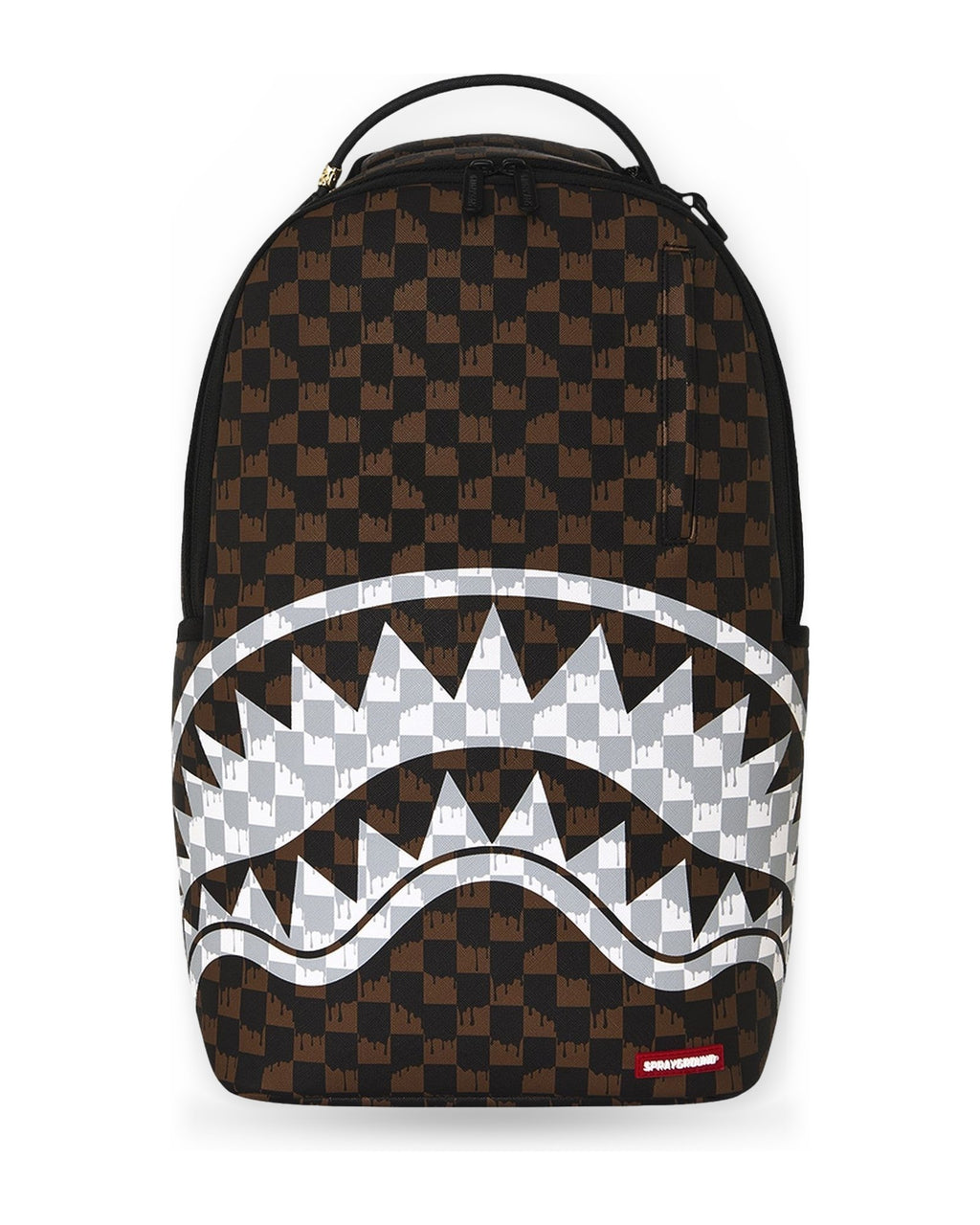 Zaini Casual Unisex Sprayground - Brown And Cream Drip Check Shark Backpack - Marrone