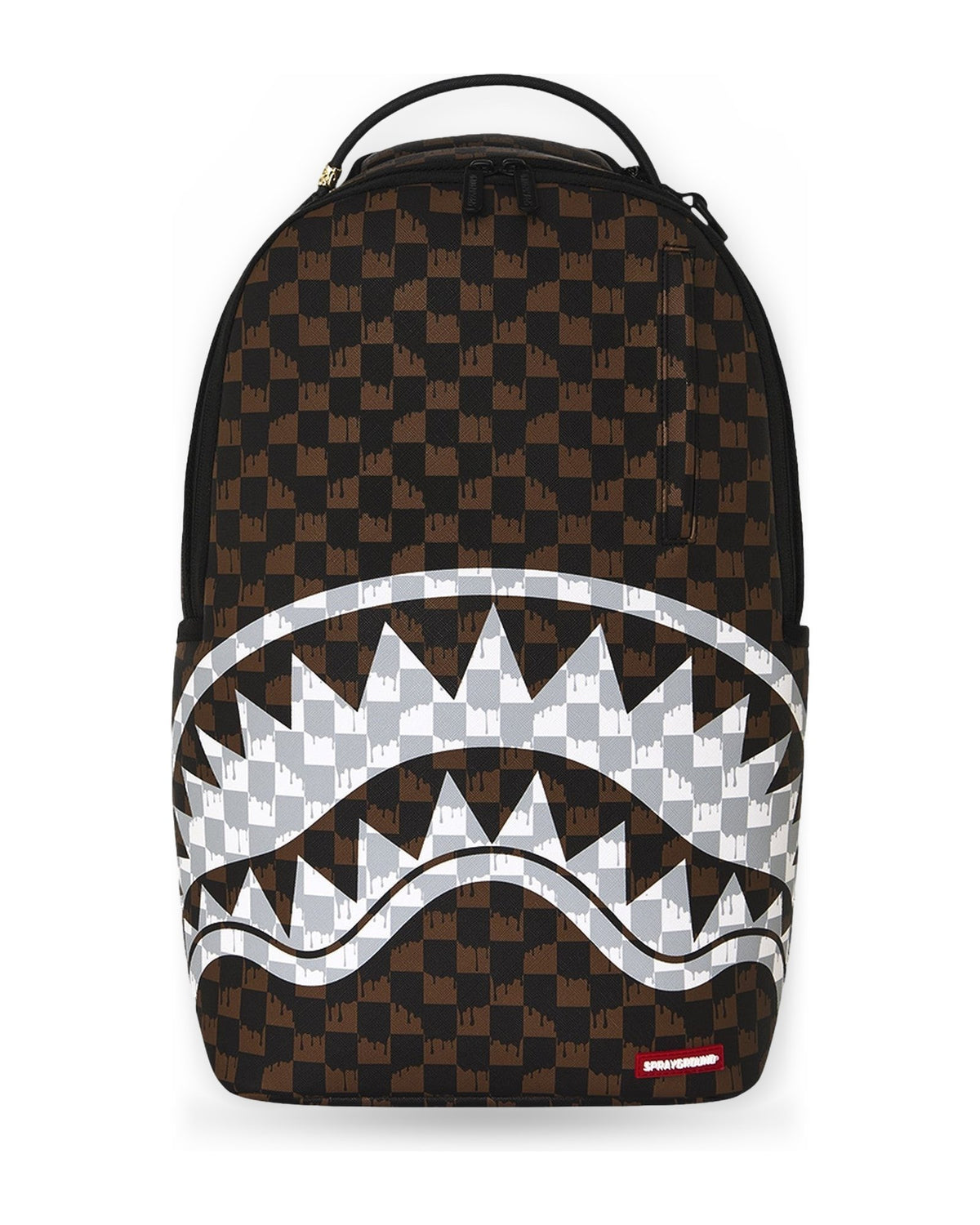 Zaini Casual Unisex Sprayground - Brown And Cream Drip Check Shark Backpack - Marrone