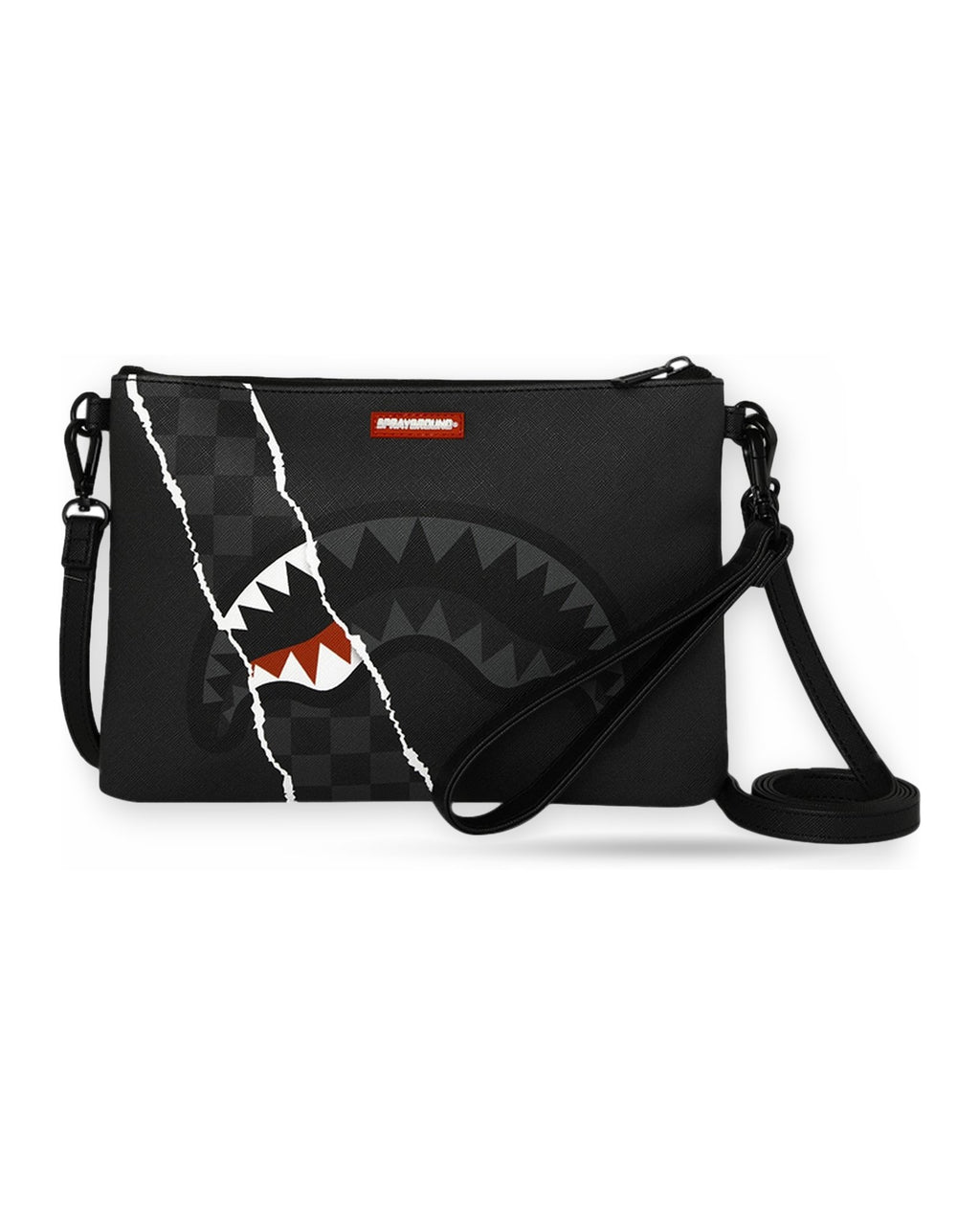 Borse a tracolla Unisex Sprayground - Center Rip Revealing Gray Check Crossover Clutch - Nero