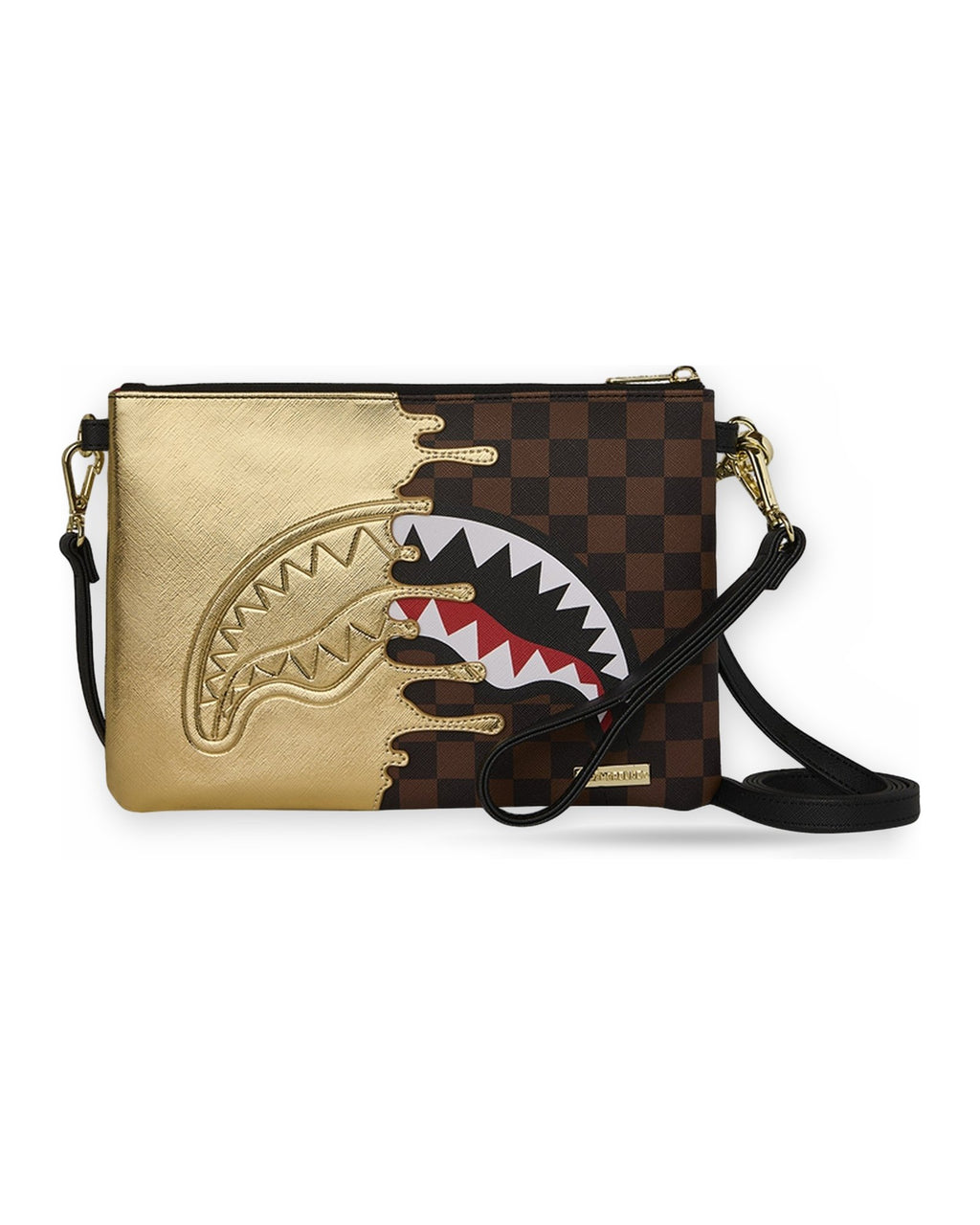 Borse a tracolla Unisex Sprayground - Sharks In Paris Gold Drip Crossover Clutch - Oro
