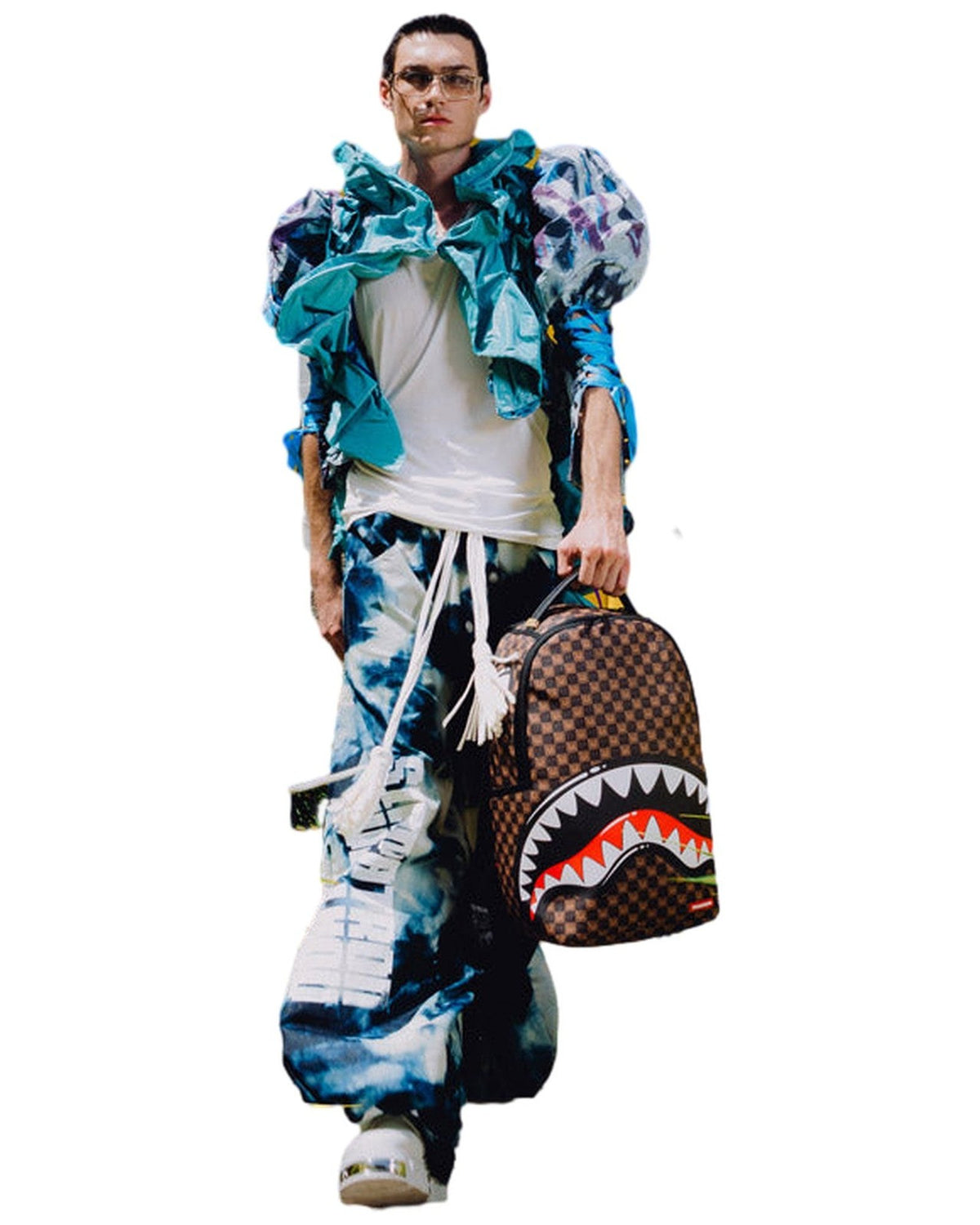 Zaini Casual Unisex Sprayground - Sharks In Paris Wtf Bubble Brown Check Backpack - Marrone