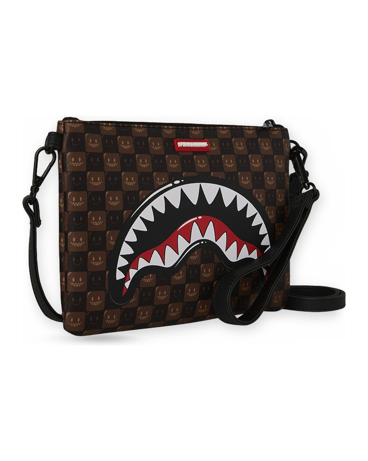Borse a tracolla Unisex Sprayground - Sharks In Paris Wtf Bubble Brown Check Crossover Clutch - Marrone