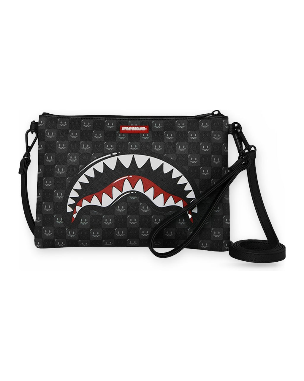 Borse a tracolla Unisex Sprayground - Sharks In Paris Wtf Bubbly Black Check Crossover Clutch - Nero