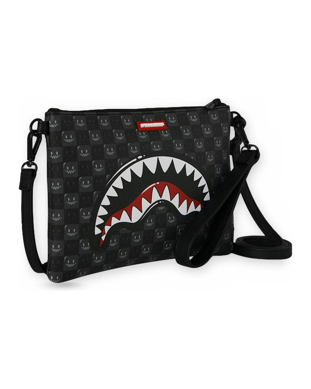Borse a tracolla Unisex Sprayground - Sharks In Paris Wtf Bubbly Black Check Crossover Clutch - Nero