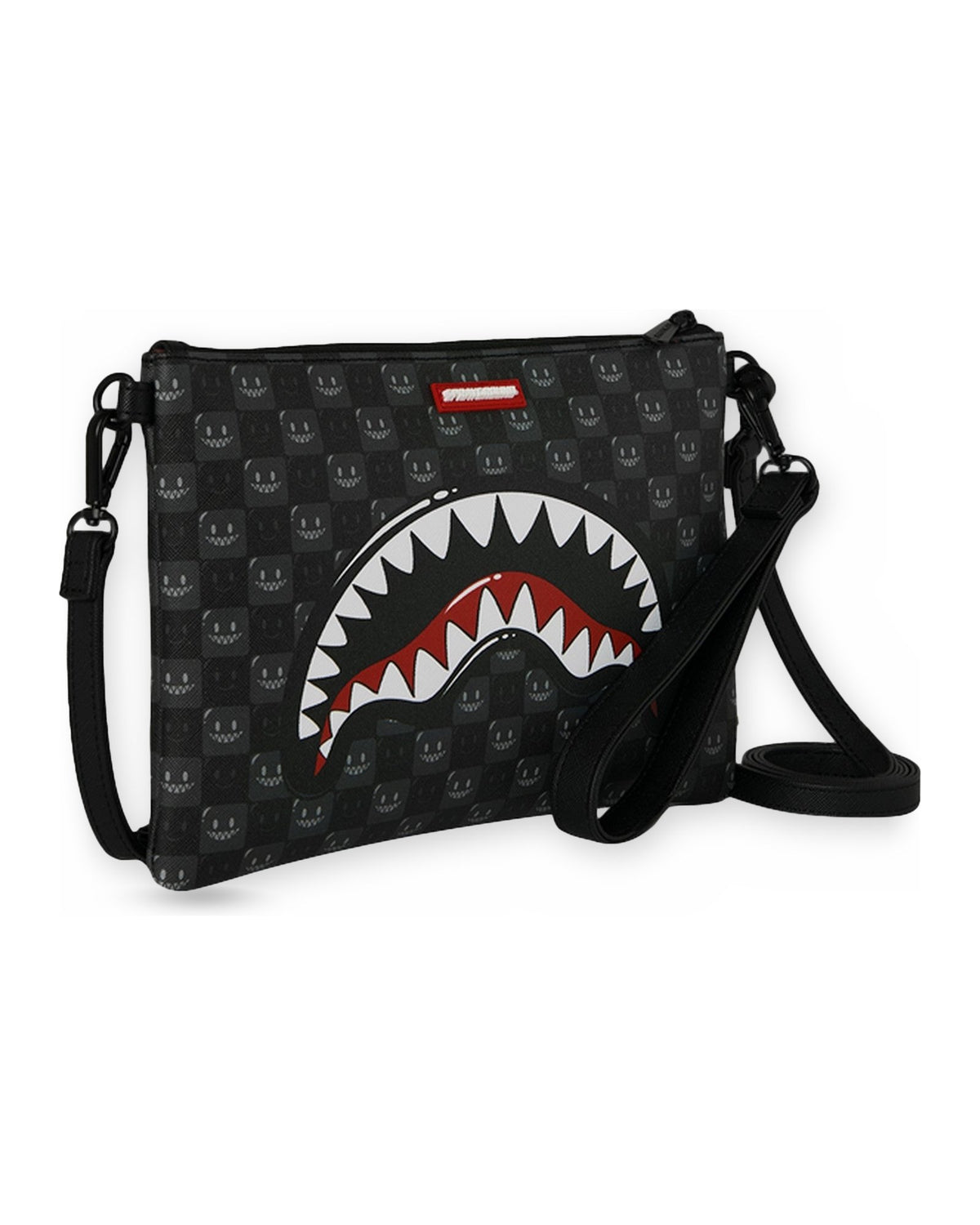 Borse a tracolla Unisex Sprayground - Sharks In Paris Wtf Bubbly Black Check Crossover Clutch - Nero