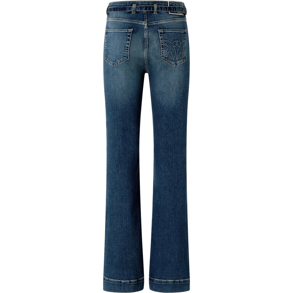 Jeans Donna Pinko - Flora Flare Medium Wash Denim - Blu-Gianni Foti