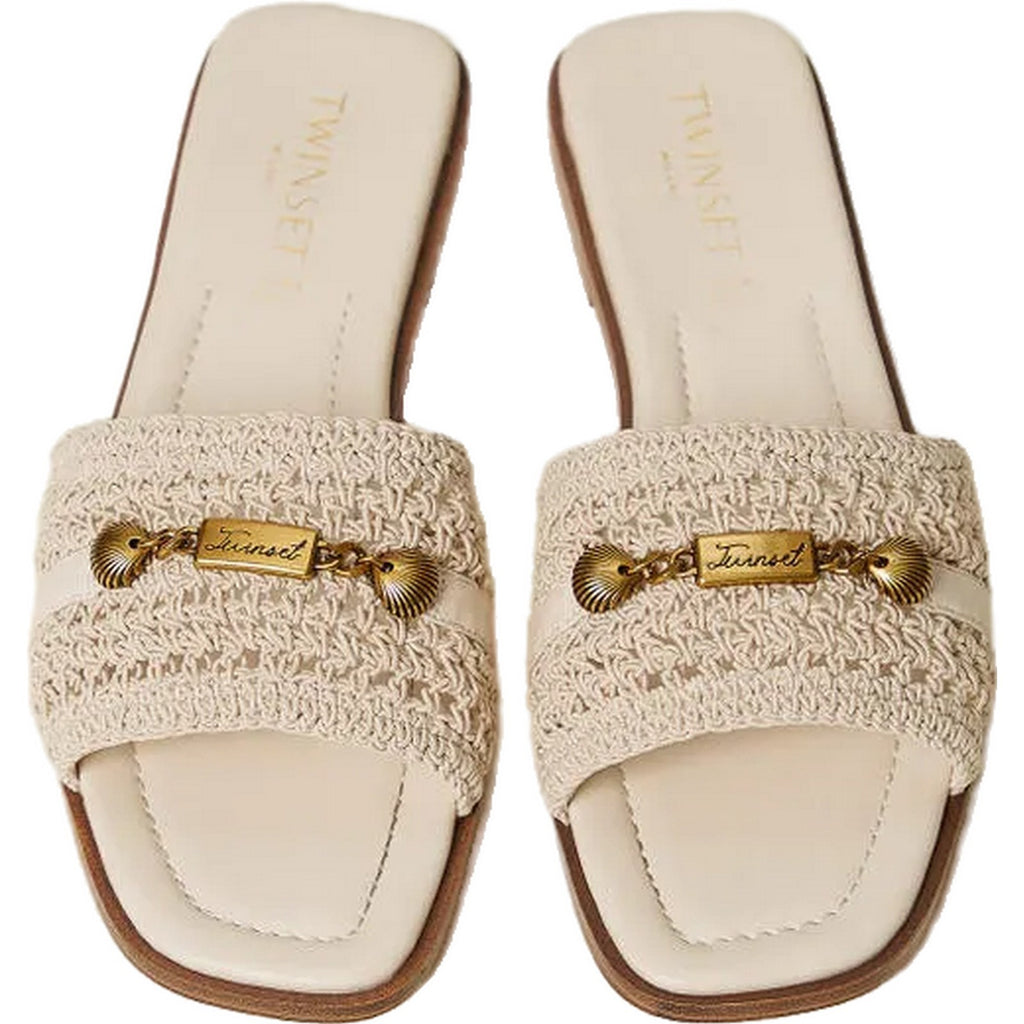 Ciabatte Donna Twinset - Ciabattina Crochet - Bianco-Gianni Foti