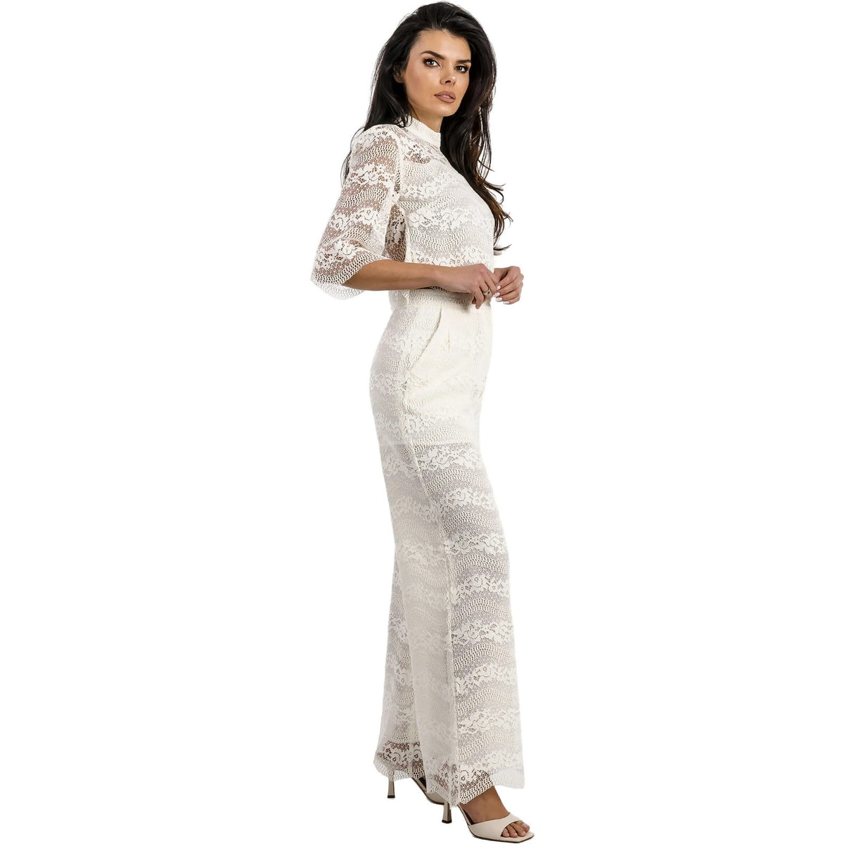 Pantaloni Donna Twinset - Pantalone Largo In Macrame' - Bianco