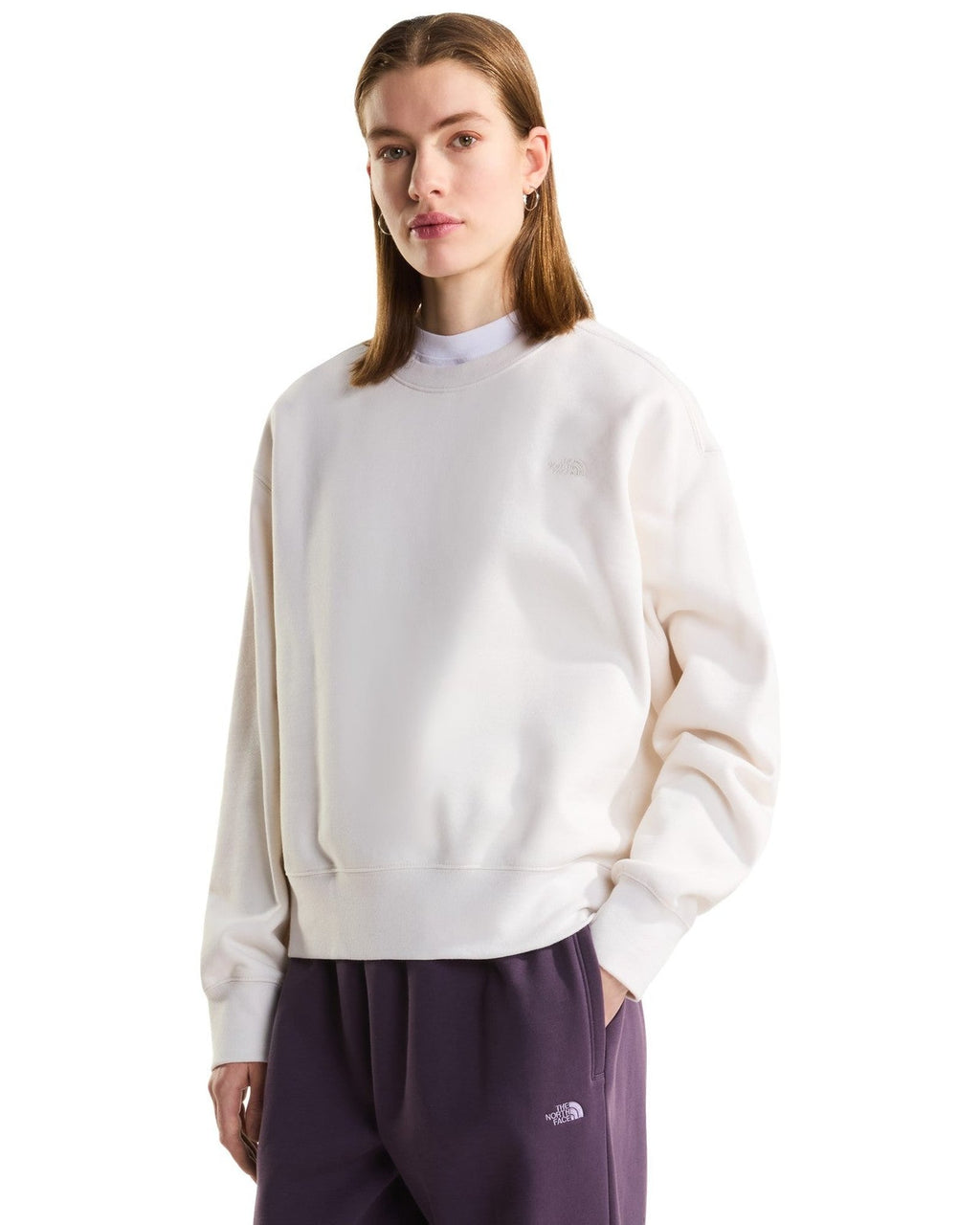 Felpe senza cappuccio Donna The North Face - TNF Essential Simple Dome Boxy OS Crew - Panna