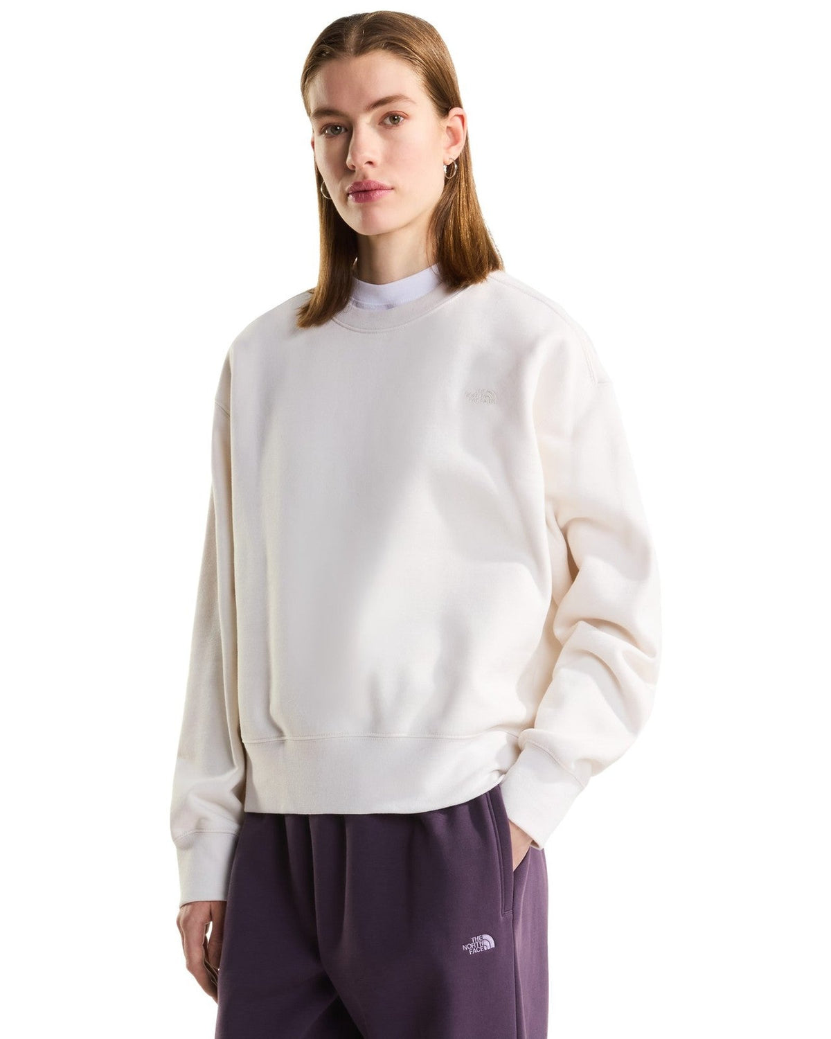 Felpe senza cappuccio Donna The North Face - TNF Essential Simple Dome Boxy OS Crew - Panna