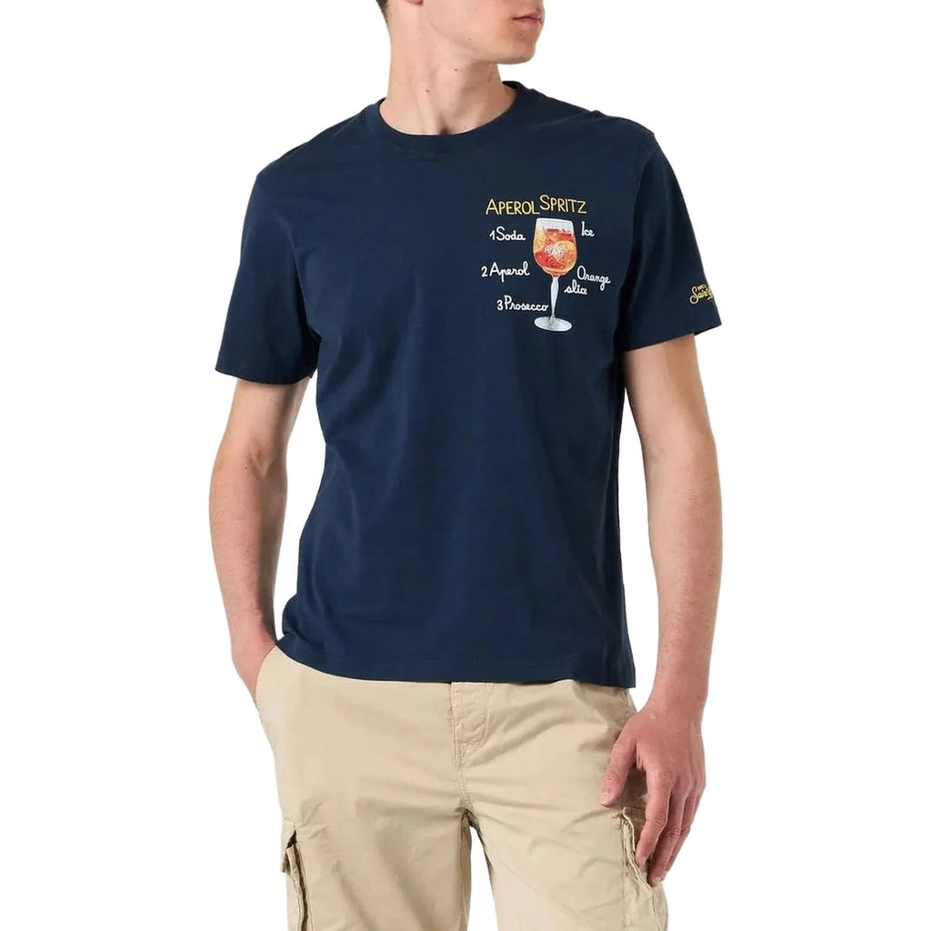 T-shirt Uomo Mc2 Saint Barth - T-Shirt With Embroidery - Blu