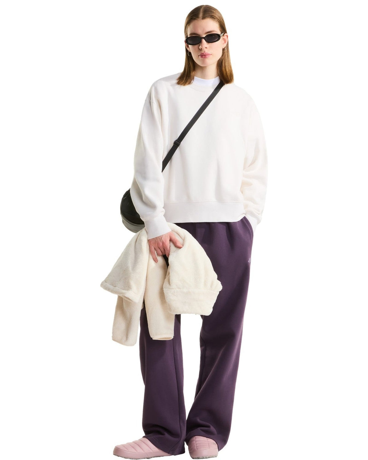 Felpe senza cappuccio Donna The North Face - TNF Essential Simple Dome Boxy OS Crew - Panna