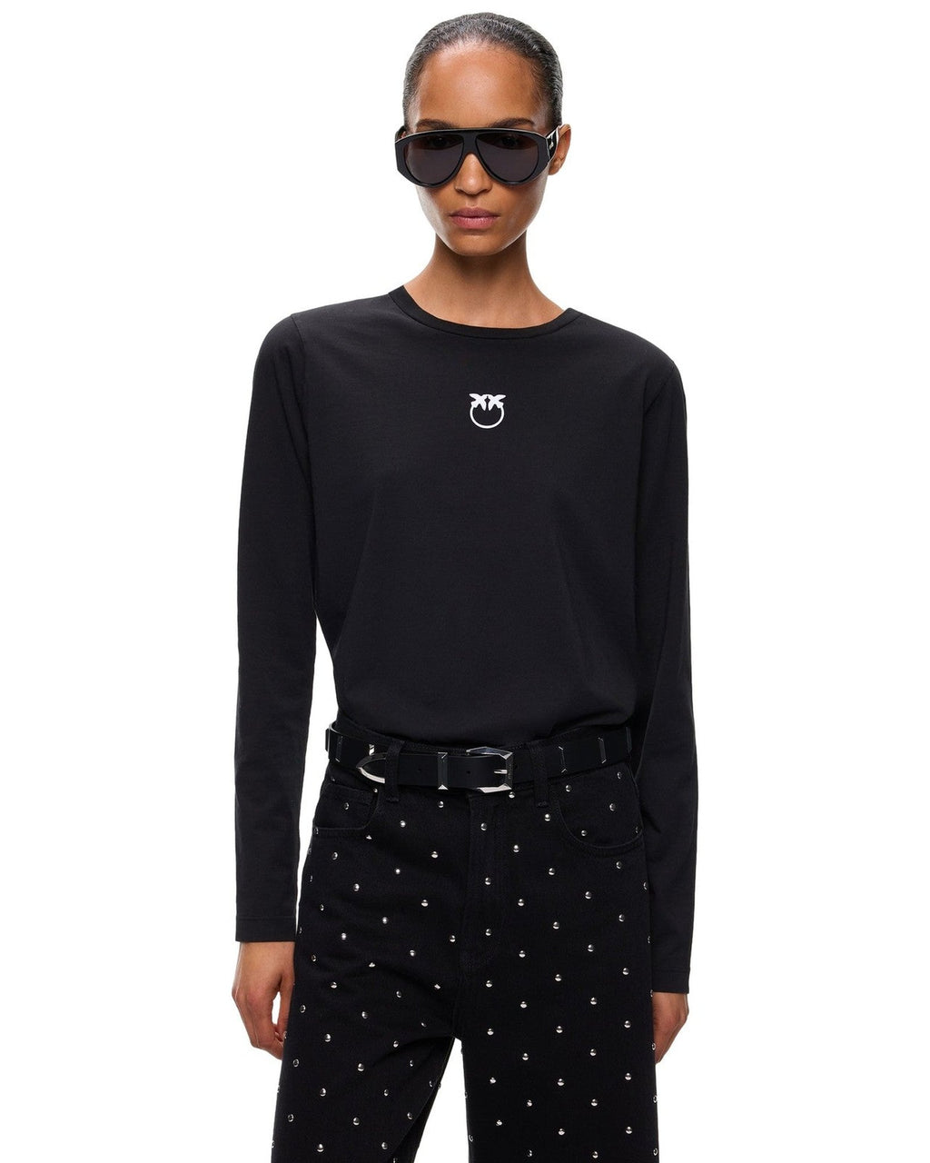 T-shirt Donna Pinko - Toblino T-Shirt Jersey Logo Fl - Nero