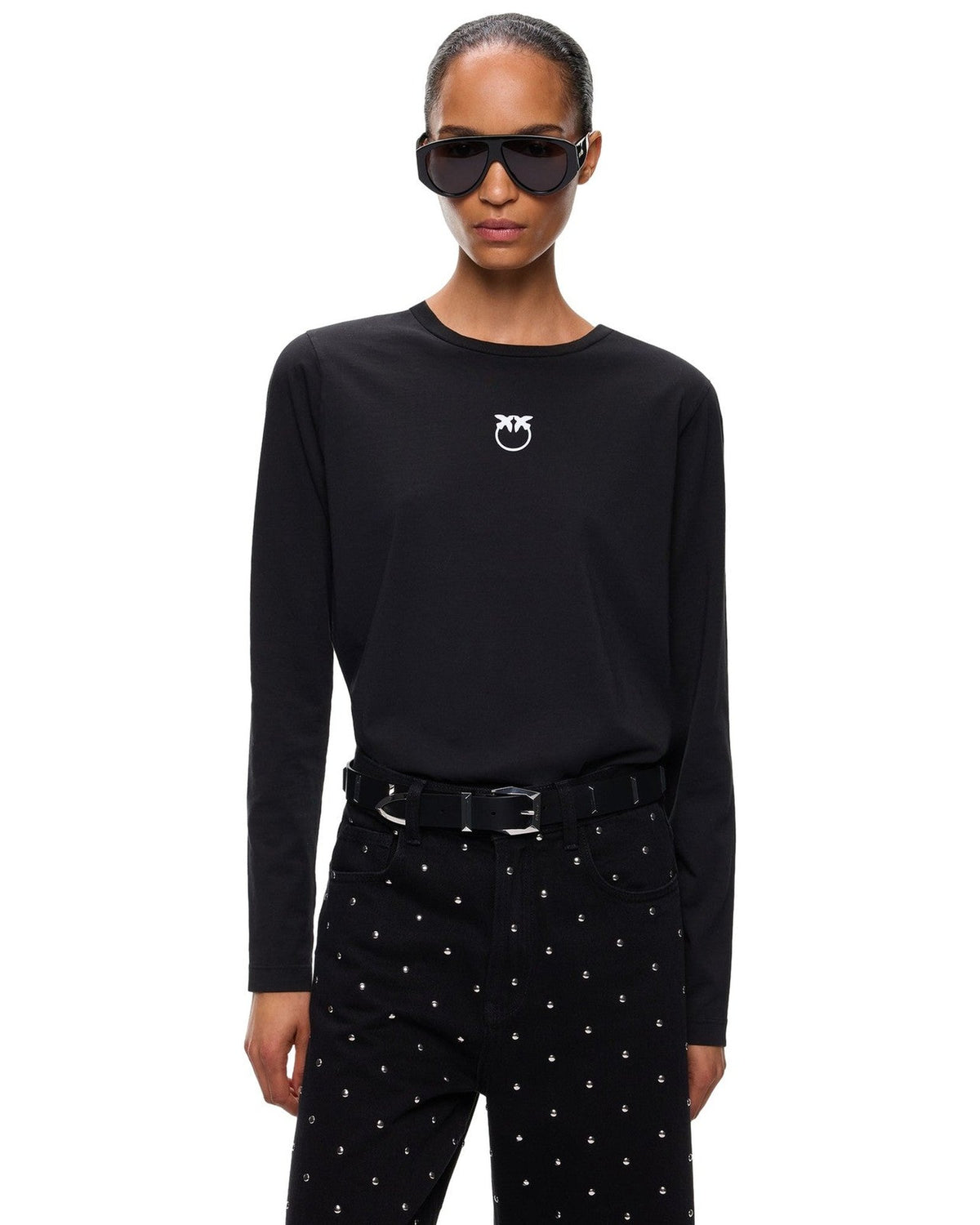 T-shirt Donna Pinko - Toblino T-Shirt Jersey Logo Fl - Nero