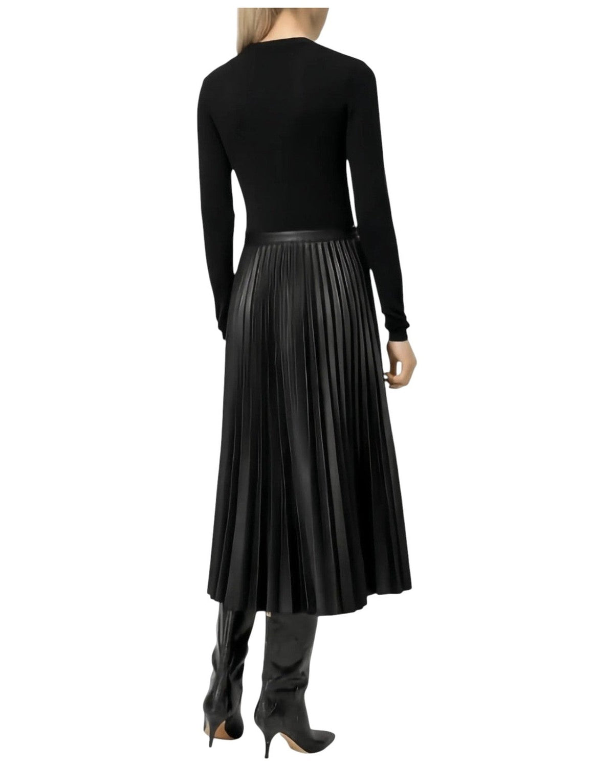 Vestiti casual Donna Twinset - Abito In Tessuto Spalmato E Maglia - Nero