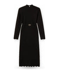 Vestiti casual Donna Twinset - Abito Lungo A Lupetto Bordi Cappette E Cintura - Nero