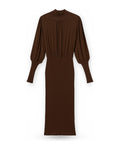 Vestiti casual Donna Twinset - Abito Lungo Bi-materiale Con Crepe De Chine - Marrone