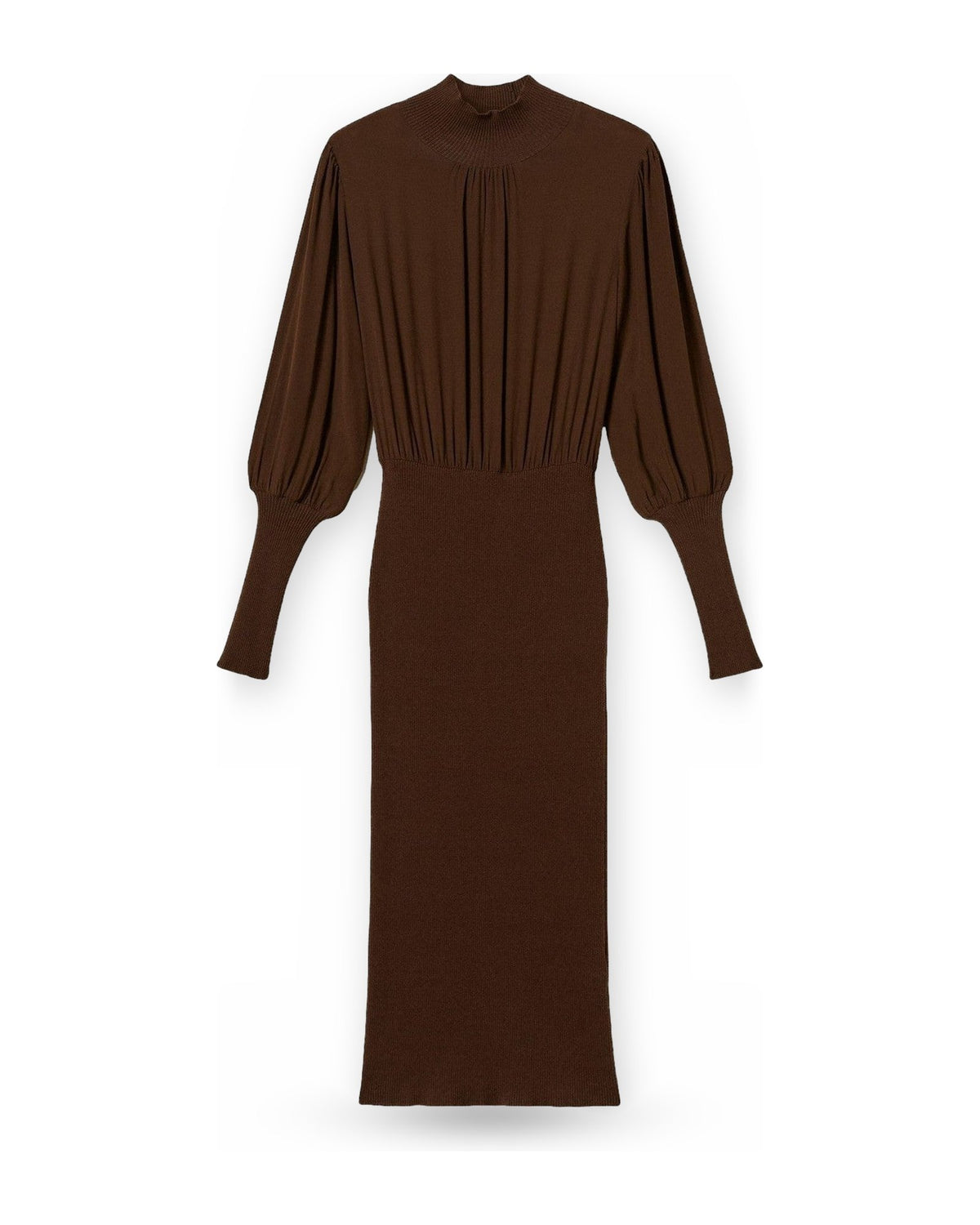 Vestiti casual Donna Twinset - Abito Lungo Bi-materiale Con Crepe De Chine - Marrone