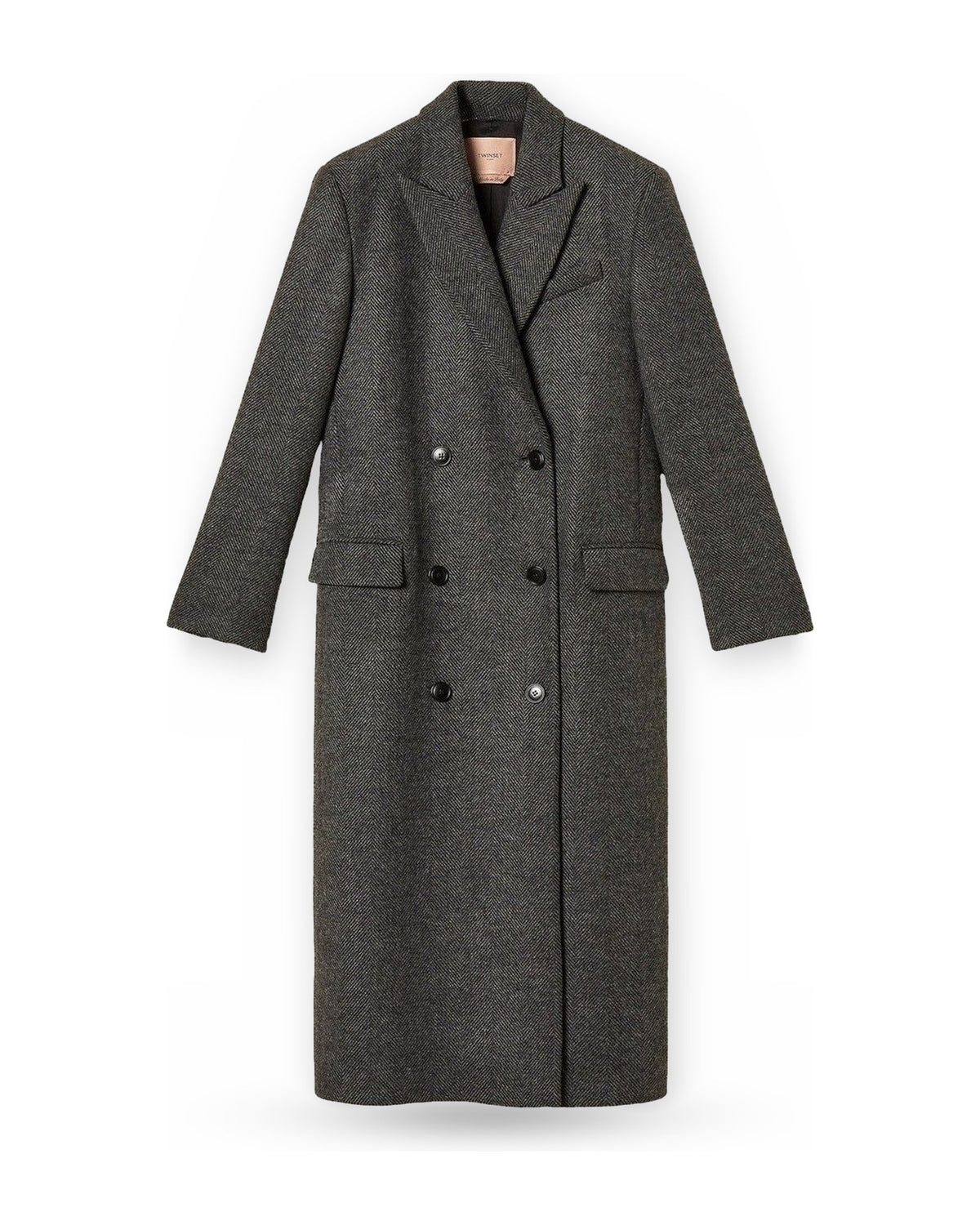 Cappotti Donna Twinset - Cappotto Lungo Doppiopetto - Grigio