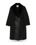 Cappotti Donna Twinset - Cappotto Panno Dett. Long Fiber Fabric E Spalmati - Nero