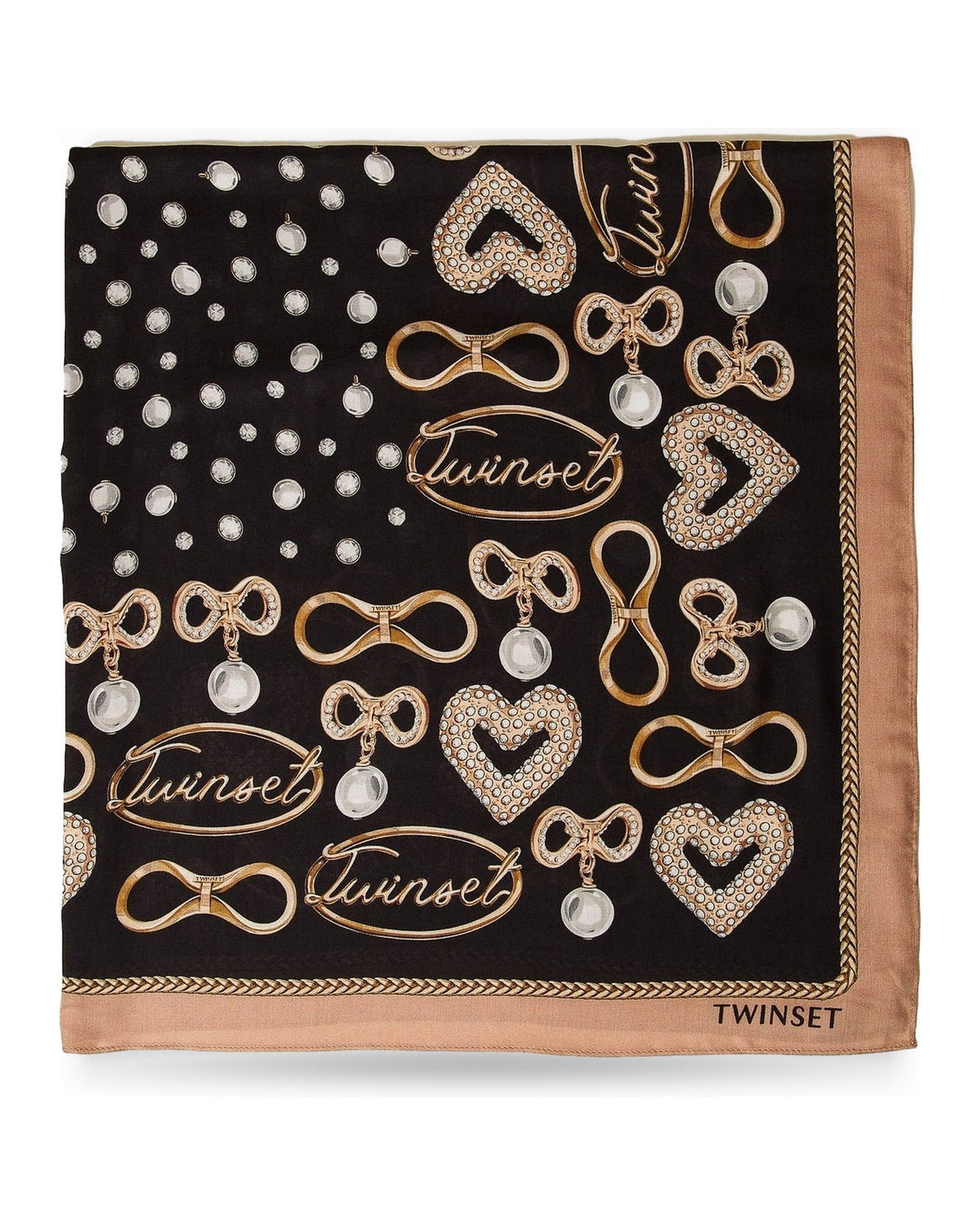 Sciarpe Donna Twinset - Kefia In Tessuto Stampa Bijoux - Nero