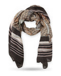 Sciarpe Donna Twinset - Kefia In Tessuto Stampa Catene E Nappe - Marrone