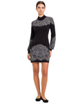 Vestiti casual Donna Twinset - Mini Abito In Maglia A Lupetto Jacquard - Nero