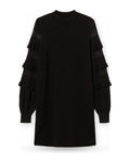 Vestiti casual Donna Twinset - Mini Abito In Maglia Con Rouches E Punto Rete - Nero