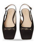 Scarpe con tacco Donna Twinset - Sling Back Raso C/Punta Quadrata E Morsetto Oval - Nero
