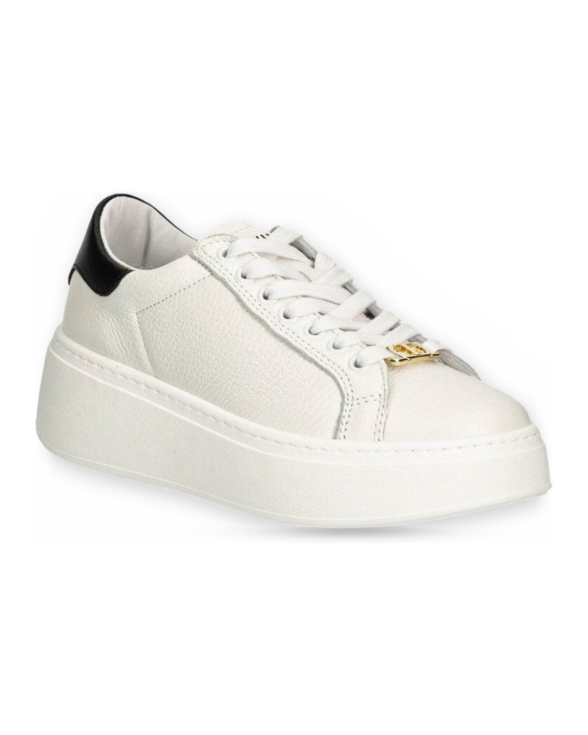 Sneaker Donna Twinset - Sneaker Flatform In Pelle Back Bicolore - Bianco