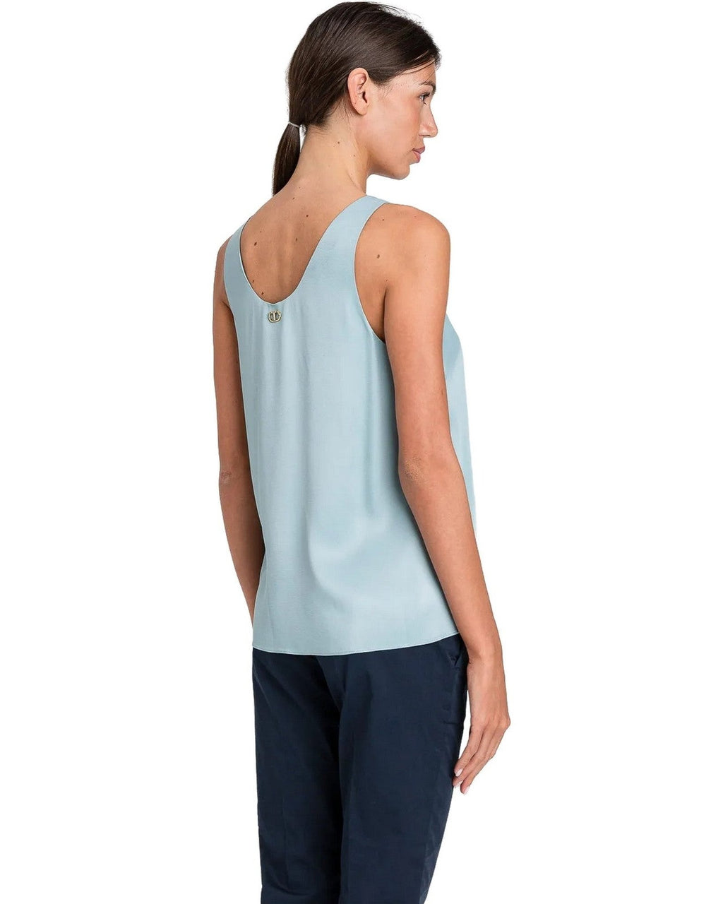 Canotte e top Donna Twinset - Top Con Spalla Larga - Azzurro