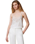 Canotte e top Donna Twinset - Top Ricamato - Bianco