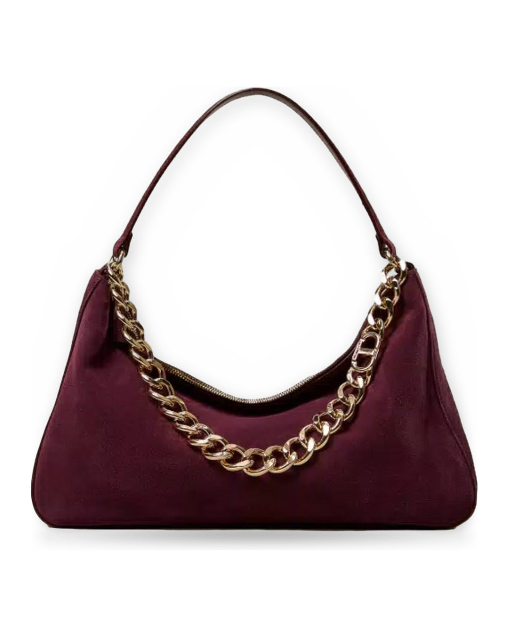 Borse a spalla Donna Twinset - Tracolla Grande In Camoscio/Manico In Catena Logo - Bordeaux