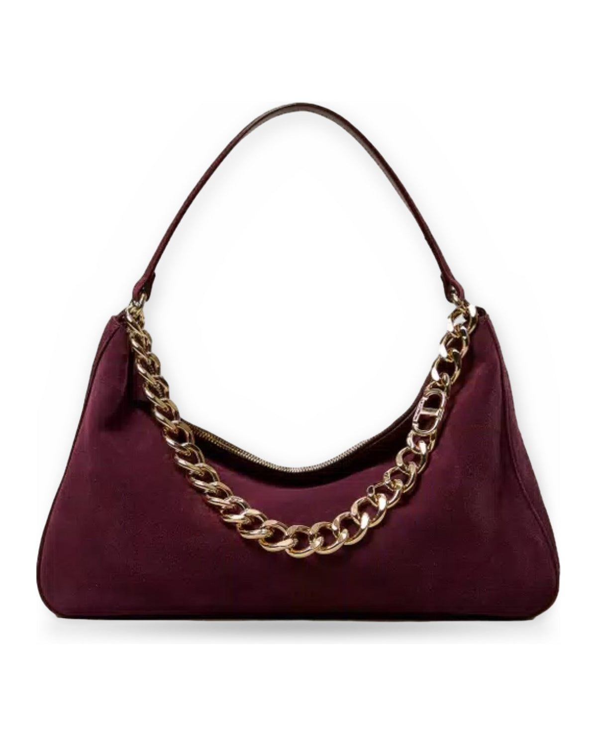 Borse a spalla Donna Twinset - Tracolla Grande In Camoscio/Manico In Catena Logo - Bordeaux