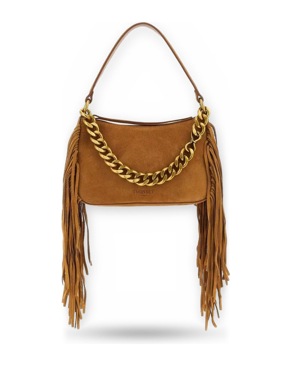 Borse a tracolla Donna Twinset - Tracolla "liliane" Piccola C/Frange In Pelle - Marrone